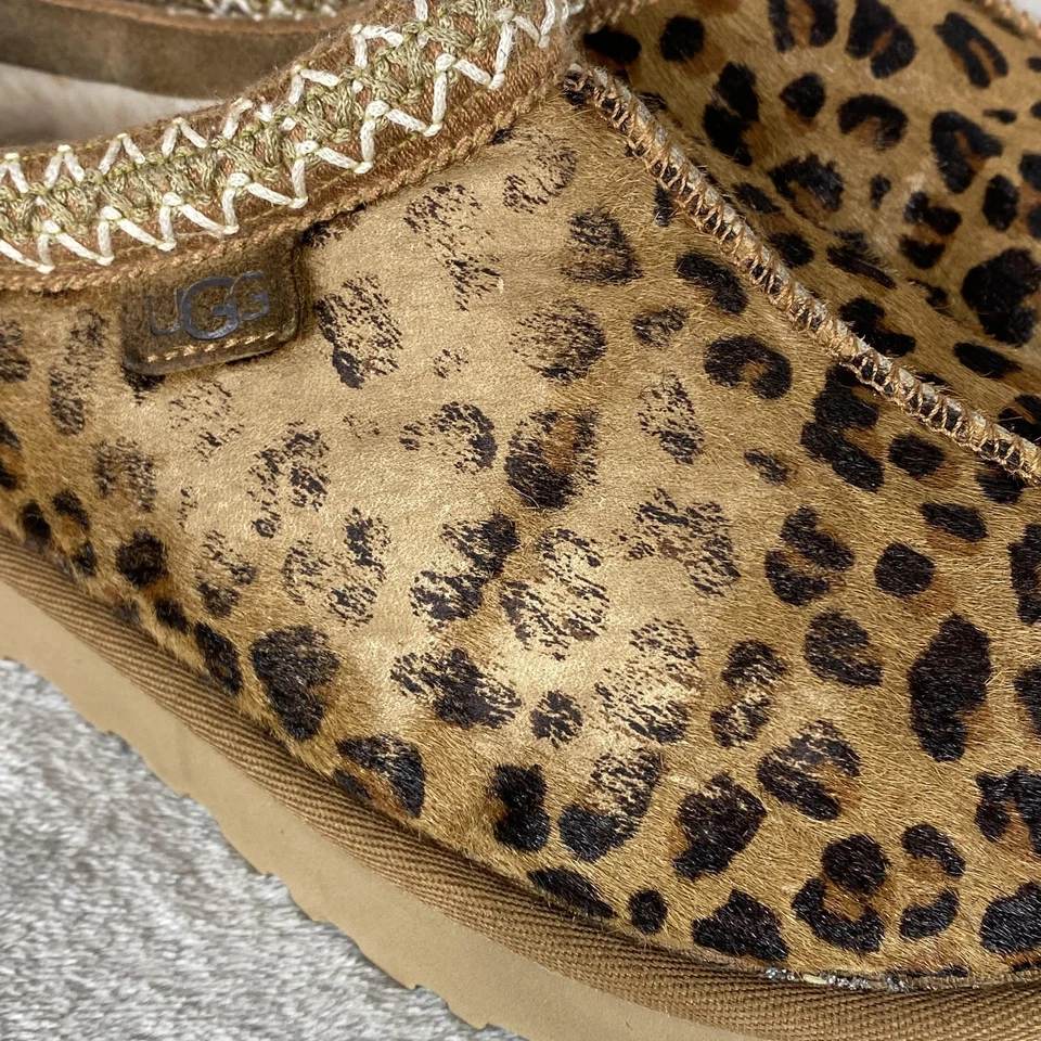 Zapatillas UGG Tasman para mujer talla 9 estampado de leopardo piel de oveja forradas zueco zapatos Foto 2 de 4