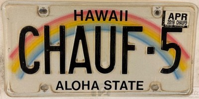 Vanity CHAUF CHAUFFEUR 5 license plate Limousine Driver Taxi Cab Limo Cabbie HI