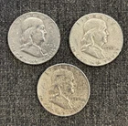 (3X) 90% Silver Franklin Half Dollar Average Circulated - 1952, 1953, 1954