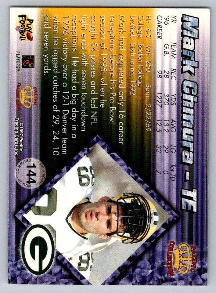 1997 Pacific Crown Collection - Mark Chmura #144 - Image 2 of 2