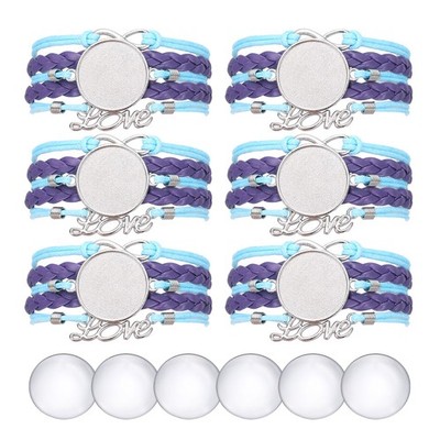 Für Bracelet Blanks Schmuckherstellung 6 Stück 25mm Blau-Lila