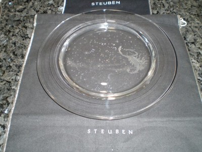 1960 Vintage Rare Steuben Glass Scorpio Zodiac Plate 10'' - Signed - VG