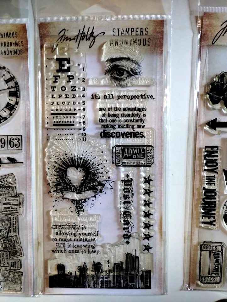 Tim Holtz Stampers Anonymous 3 estampillas transparentes y 3 almohadillas de tinta de socorro Foto 2 de 4