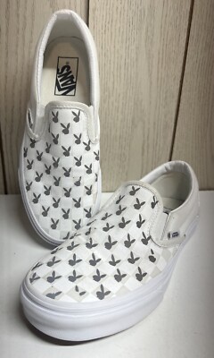 VANS Reflective Playboy Bad Bunny White Checkerboard Slip On Shoes