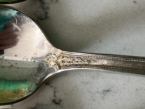 Set of 8 Fruit Spoons 1847 Rogers Bros Silver Plated Monogramed "W" Silverware - Picture 6 of 23