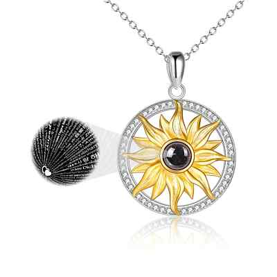 I Love You Necklace Various Languages Sterling Silver Sunflower Necklace for Her