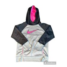Girls Black Grey Pink Nike Large Therma Fit Hoodie Pullover Jacket EUC