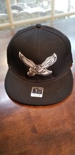 Reebok New Hat Youth Size 7 1/4 Fitted Eagles Black Lightweight