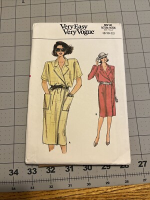 Vogue V9512 Wrap Trench Dress - Uncut - 8-12