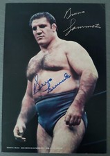 1972 Large Gong Bruno Sammartino Signed Autographed Wrestling Card Japanese HOF