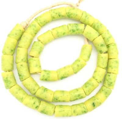 Amazing Matched Lemon green Recycled African glass trade beads-Ghana