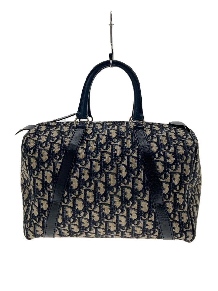 Sac Christian Dior Boston trotteur mini toile bleu marine motif complet occasion