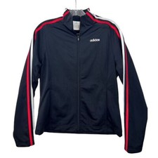 VINTAGE 90's ADIDAS Track Jacket 3 Stripe Mens Red Black Lined Size Small