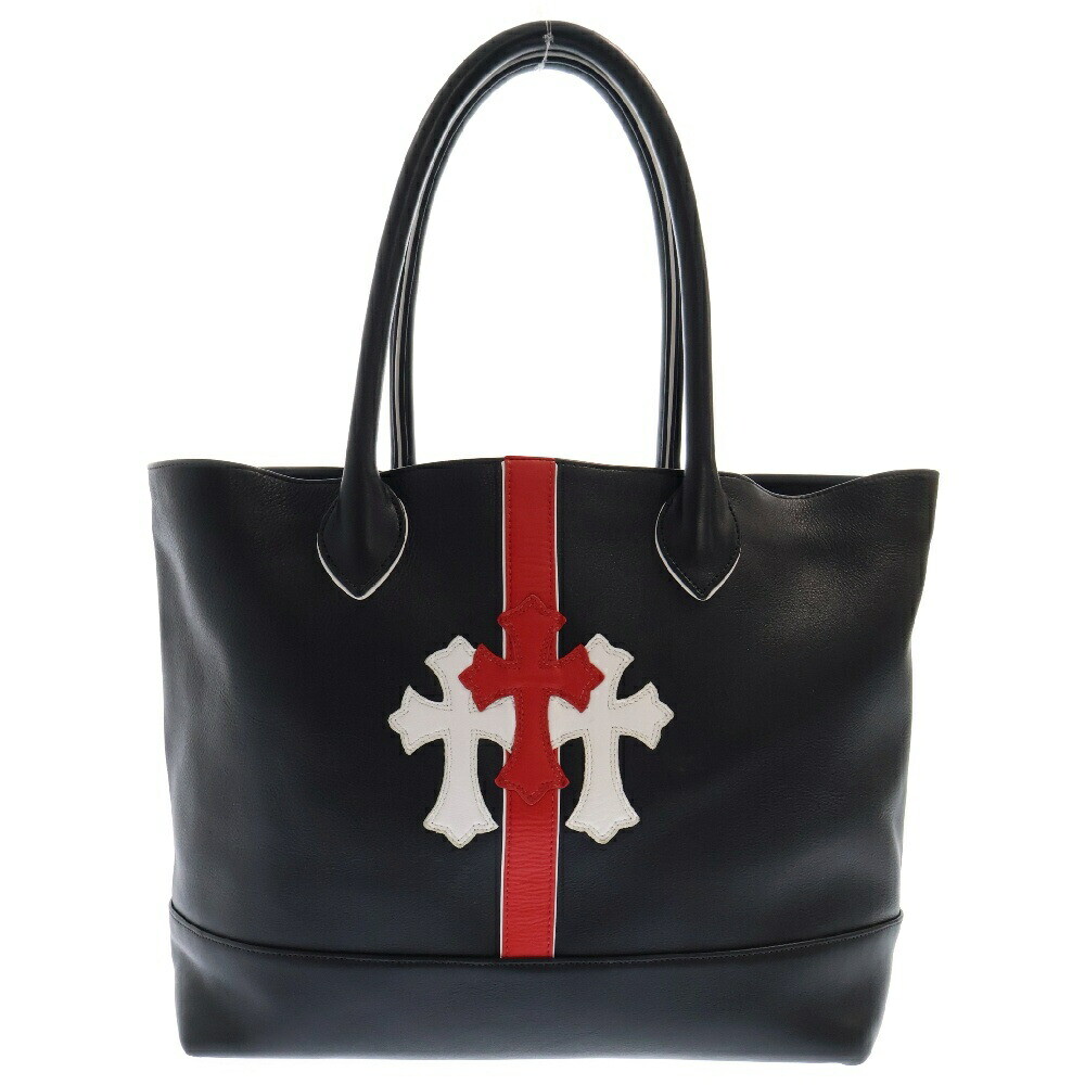 Chrome Hearts Cemetery Cross Patch Leather Tote Bag Black Chrome Hearts Cemetery Cross Patch Leather Tote Bag Black