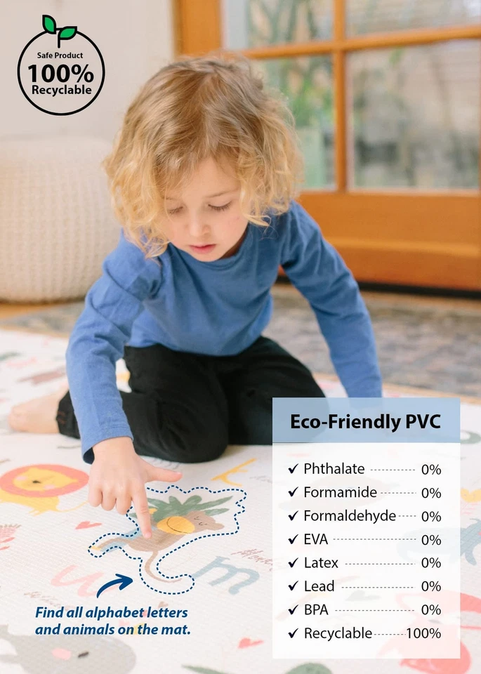 Alfombra de juego para el cuidado del bebé (mediana, marroquí - azul) 73’’ x 49’’ Foto 4 de 4