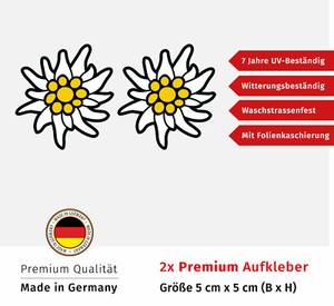 Bayern Edelweiss Autoaufkleber – Wetterfest, UV-beständig & Waschstrahlensicher