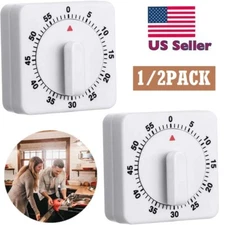 2× Long Ring Bell Alarm Loud 60-Minute Kitchen Cooking Wind Up Timer Mechanical