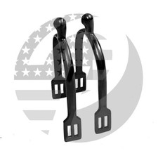 Black Horse Spurs Horse Riding Spurs Stainless Steel Blunt End Shank Spurs