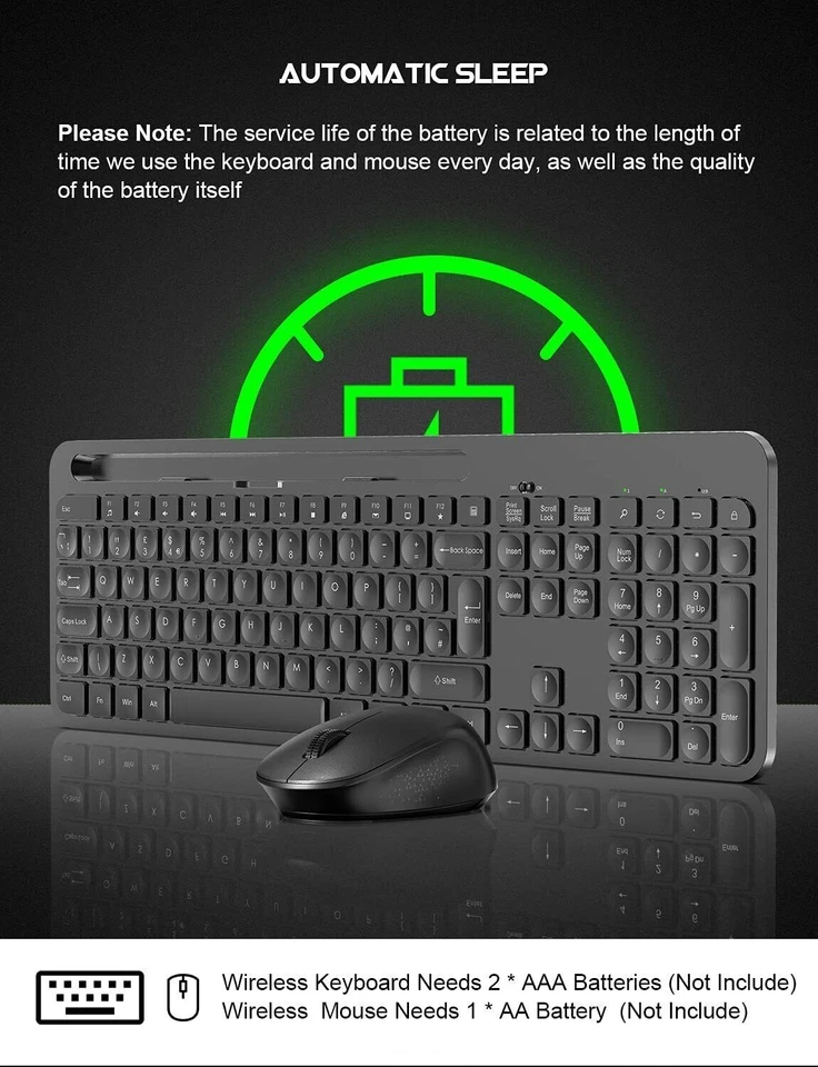 Wireless Keyboard & Mouse TedGem 2.4G Laptop PC TV 2-in-1 USB Ergonomic & Holder - Image 4 of 4