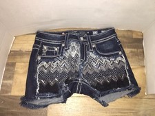Miss Me Girls Size 10 Shorts Dark Wash Embellished Jk7182h2 