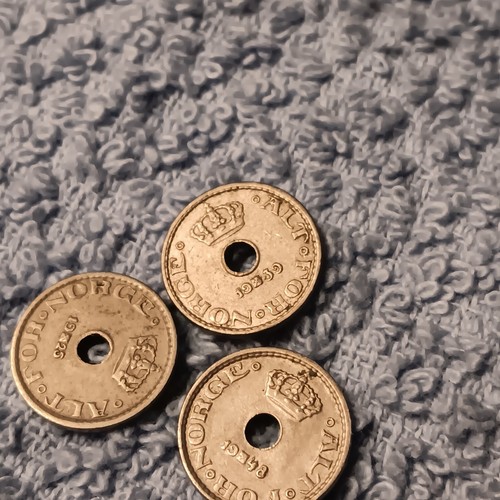 3 Small Circulated Norwegian 10 Ore Coins , 1925 1939 1948 , Norway - Picture 7 of 14