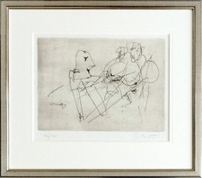 Oiginal Radierung G. Mackensen "Akte" handsigniert Passepartout  Galerierahmung