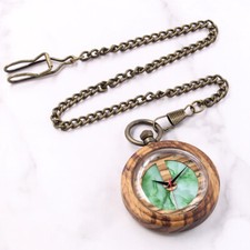 Natural Wood Pocket Watch 5th Anniversary Gift to Him / Her