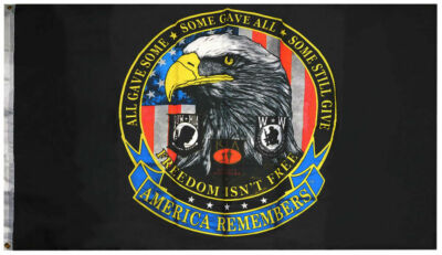 ALL Gace Some Some Gave All Freedom Isn't Free America Remembers Black 3x5 Flag