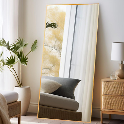 Large 71'' X 32'' Gold Full Length Mirror with Stand for Bedroom & Living Room