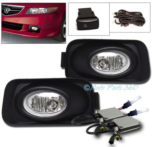 Acura TSX 2004-2005 Front Fog Lights Clear Len  Includes Switch Wiring Harness