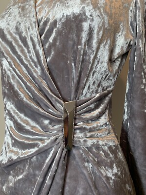 calvin klein silver velvet dress Calvin Klein Collection Vintage Leaf Pattern Devore Velvet Dress at 1stDibs