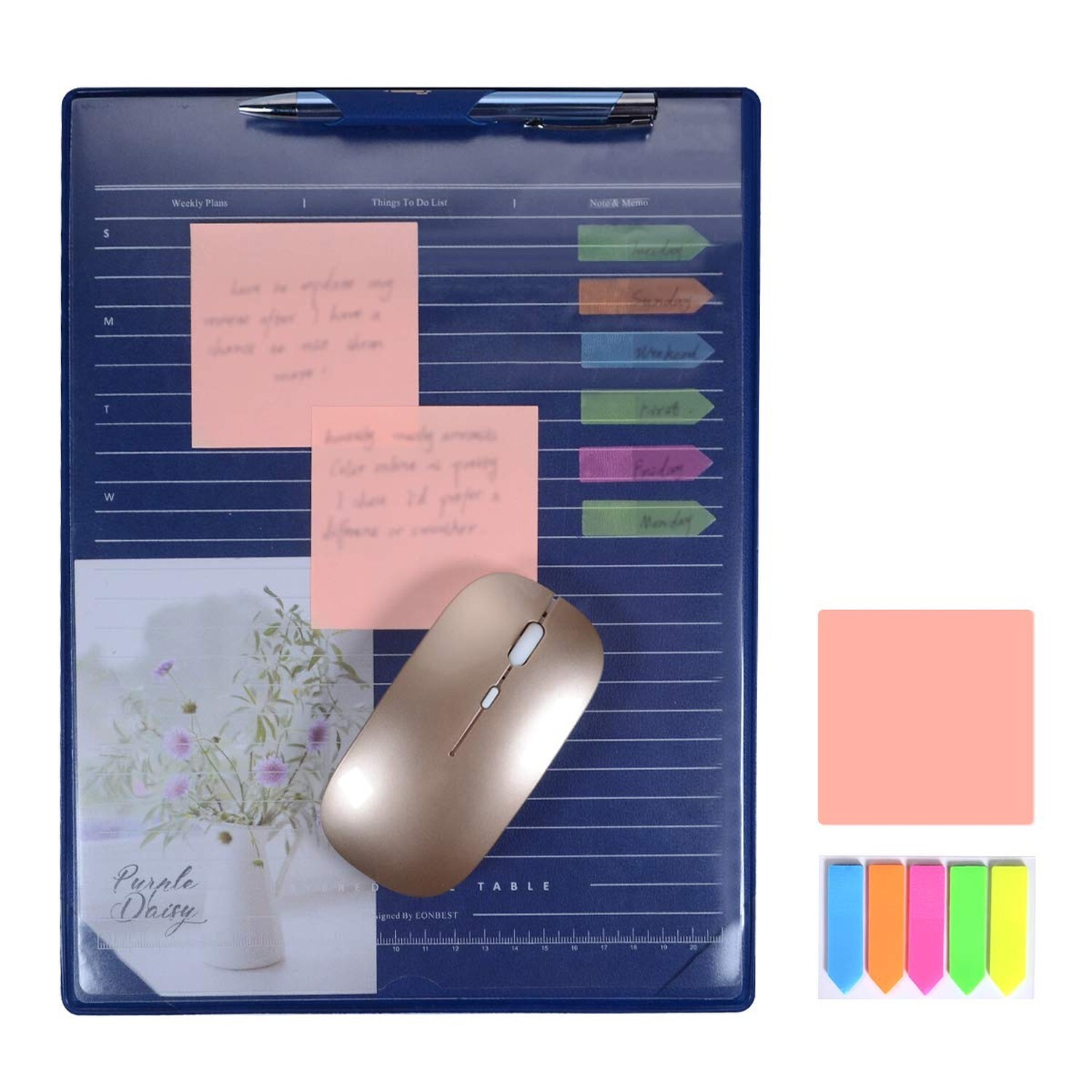 Multifunctional Office Leather Mouse Pad File Board,Desk Pad Office Message B...