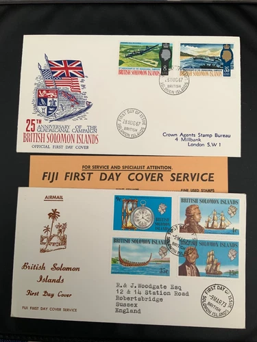 BRITISH SOLOMON ISLANDS, 1967 73 FIRST DAY COVER 2 covers