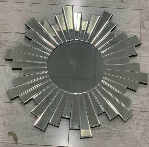 Sunburst Mirror Elegant Unique Contemporary Silver Wall Mounted Home Decor Xmas - Picture 1 of 1