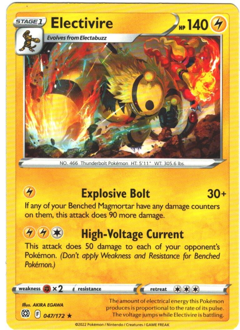 Electivire 47/172 Brilliant Stars Regular Rare Pokemon Card TCG 047/172 Pokémon