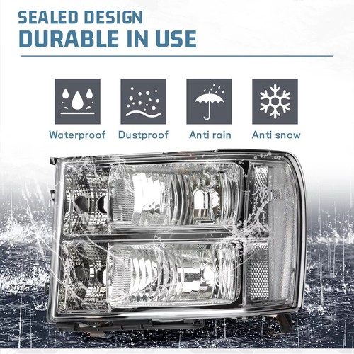 Pair of Chrome Headlights Assembly For 20072013 GMC Sierra 1500 2500HD