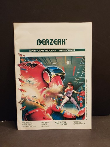 Berzerk Instruction Manual Atari 2600 EXMT Condition EBay
