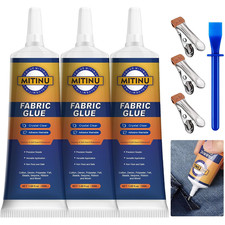 Fabric Glue Permanent, 3Pcs 50ML Washable Clear Clothing Glue for Patch, Clear