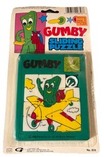Vintage 1988 Gumby & Pokey Flying Airplane Sliding Puzzle Prema Toy Co #856 NEW