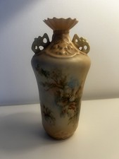 Vintage Art Nouveau Style Blush Ivory Porcelain Vase with Floral Design 6” tall