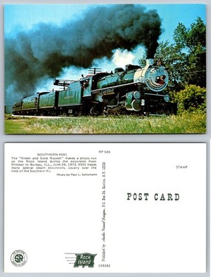 SOUTHERN 4501 Steam Train Rock Island Excursion 1973 Postcard Chicago ILL