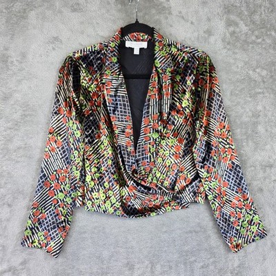 Ett Twa By Anthropologie Blazer Womens 2P Petite Multicolor Velvet Cropped