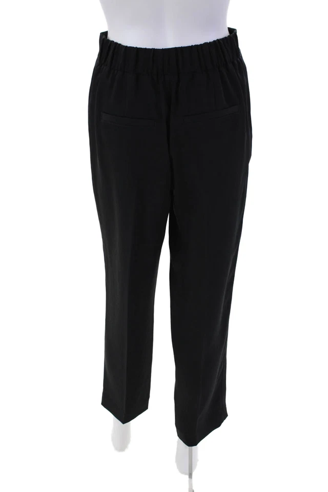 Pantalones de pierna recta plisados cintura elástica Vince para mujer negros talla XS Foto 3 de 4