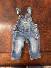 OshKosh B'gosh Girls Denim Overalls with Floral Embroidery 3 months