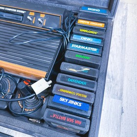 Atari 2600 Model No. CX2600A 4 Switch Console Bundle W/ Rare Hard Case And Games