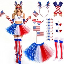 11PCS 4th of July Tutu Set Women,Patriotic Costume for Standard, Blue