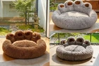 Plush Pet Cat Dog Beds Calming Non Slip Bear Paw Sleeping Cushion For Large Dogs