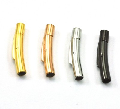 Edelstahl Bajonettverschlüsse, gebogener Rohr-Druckverschluss für Lederbandarmband