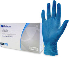 Vitals Vinyl Disposable Gloves - 100 Count -X Large- Blue Gloves, 100% Latex Fre — image 10
