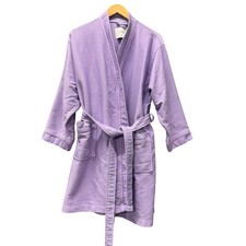 Fishers Finery Robe Womens Large Waffle Knit Purple Belted Pockets Loungewear